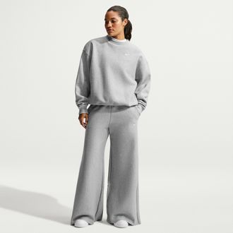 Nike Womens Studio Fleece Heavyweight Mid-Rise Wide-Leg Pants in Grey | IX7034-063