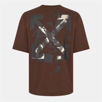 Off-white Mens Off White Arrow Crew Neck Short Sleeve T-Shirt in Choc/Cr&egrave;me - Brown - Size X-Large