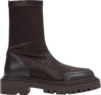 Estro & Luminara Instappers enkellaarzen met elastische schacht - Dames - Enkellaarsjes - Bruin - 36 EU - Leer - Schoenen