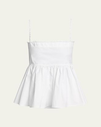 Jacquemus Sharktooth Trim Peplum-Hem Top