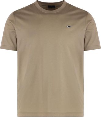 Paul & Shark Ronde hals katoenen T-shirt - Heren - T-shirts - Beige - XL - Katoen - Tops