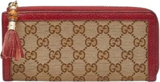 Gucci Pre-owned Wallets, female, Multicolor, Size: ONE SIZE Pre-owned Long Canvas Wallet (bi-fold)