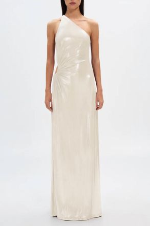 Misha Collection Sabine Foil Jersey Dress In Pearl