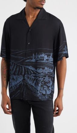 HUGO BOSS Espino Camp Shirt in Black at Nordstrom, Size Xx-Large