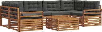 vidaXL Conjunto De Sof&aacute;s De Exterior 7 Uds. Natural Y Antracita Vidaxl