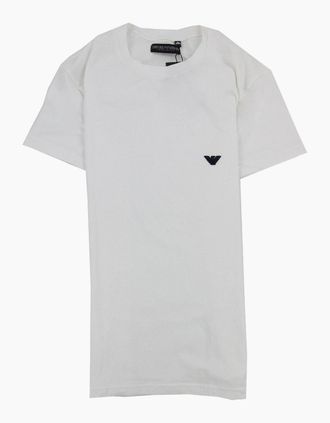 Emporio Armani Mens Emporio Armani Embroidered Logo S/s T Shirt White - Size: 40
