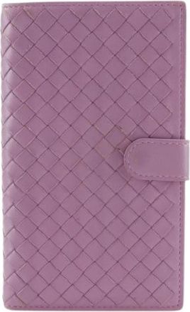 Bottega Veneta Pre-owned Intrecciato Calf Long Wallet - Dames - Vintage Accessoires - Paars - ONE Size - Leer - Vintage