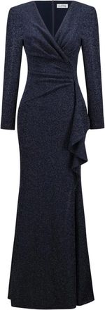 Joseph Ribkoff Sparkle Knit Wrap Gown - Dames - Feestkleedjes - Blauw - L - Nylon - Kleedjes