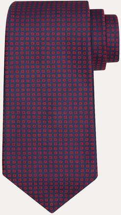 Kiton Mens Micro-Geometric Silk Sevenfold Tie