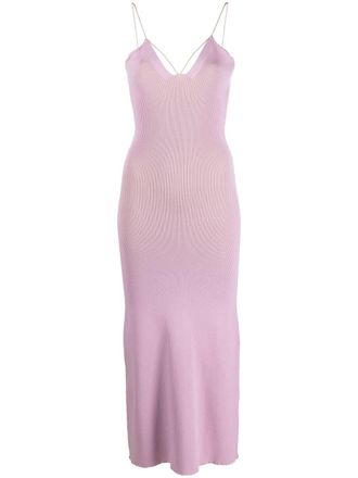 &Aacute;eron spaghetti-strap knitted midi dress - women - Polyester/Ecovero - L - Purple