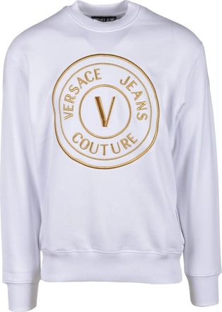 Versace Jeans Couture White Cotton Crewneck Regular Fit Sweatshirt