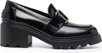 Tod's Zwarte elegante loafers met middelhak - Dames - Pumps - Zwart - 41 EU - Leer - Schoenen