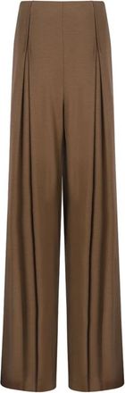 Max Mara Wool Jersey Broeken - Dames - Wijde Broeken - Bruin - XS - Wol - Broeken