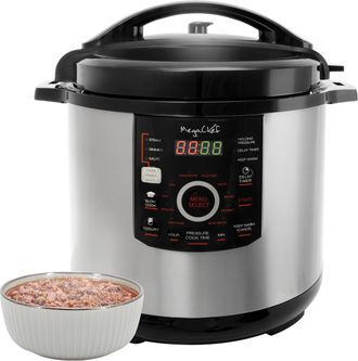 MegaChef 12 Quart Steel Digital Pressure Cooker with 15 Presets and Glass Lid