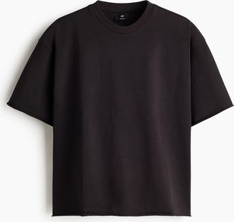 H&M Kastiges T-Shirt in Oversized Fit - Schwarz