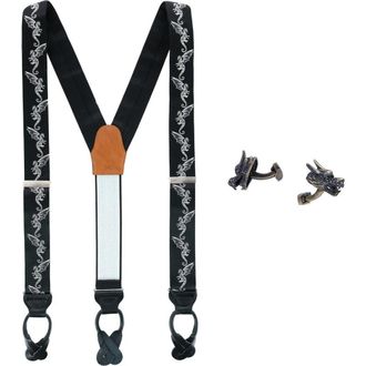 Trafalgar Store Guardian of Freedom Silk Brace and Brass Cufflink Set in Black at Nordstrom