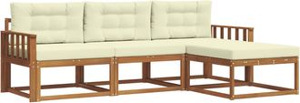 vidaXL Conjunto De Sof&aacute;s De Exterior 4 Uds. Natural Y Crema Vidaxl