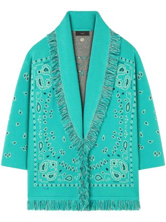 Alanui Jacquard Bandana Cardigan with Fringed Edges