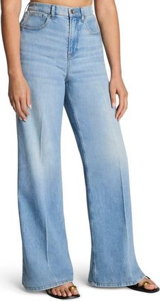 Spanx Lightweight Super Wide Leg Jeans in Seaside Blue at Nordstrom, Size 3X
