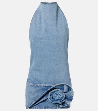 Magda Butrym Floral-applique denim minidress