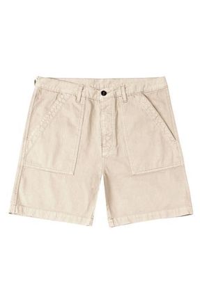 Fortela Military Inspired Herringbone Shorts in Ecru at Nordstrom, Size 36 Eu