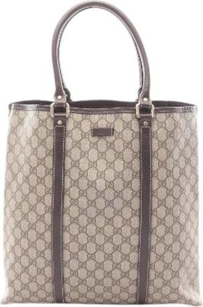 Gucci Pre-owned Tote Bags, female, Beige, Size: ONE SIZE Pre-owned GG Plus Coated Canvas Tote Bag