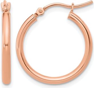 Diamond2Deal 10K Rose Gold Round Shape Hinged Hoop Earrings
