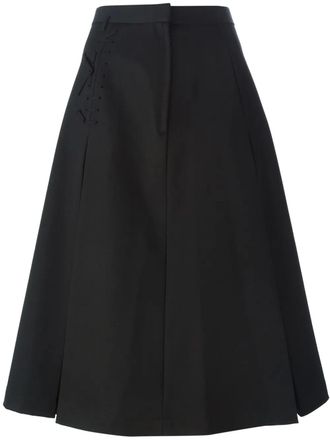 Comme Des Garçons lace-up detail A-line skirt - women - Wool/Polyester - M - Black