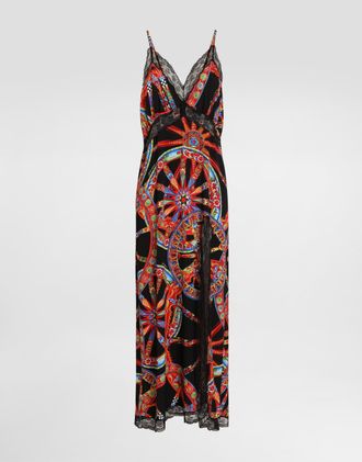 Dolce & Gabbana Carretto-print Charmeuse Slip Dress - Woman Dresses Multicolor 36