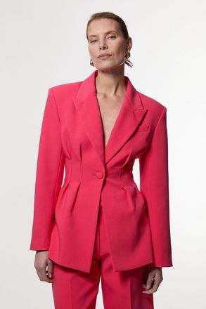 Karen Millen Womens Compact Stretch Darted Tailored Jacket - Pink - Size 10 UK