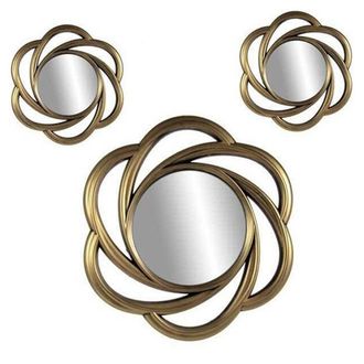 Trade Shop Trade Shop - Set 3 Specchi Parete Decorativi Oro Anticato Libera Installazione 20-35cm 836855