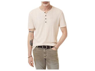 John Varvatos Ciel Henley K6937F25 Mens T Shirt Chalk : 2XL, Cotton/Linen/Viscose