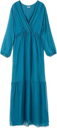 Oltre Lange jurk van zijdevoile - Dames - Avondkleed - Blauw - S - Kleedjes