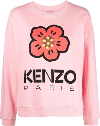 Kenzo Boke-print cotton sweatshirt - women - Cotton/Spandex/Elastane - L - Pink