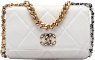 Chanel Pre-owned Quilted Wallet on Chain - Dames - Vintage Schoudertas - Wit - ONE Size - Leer - Vintage
