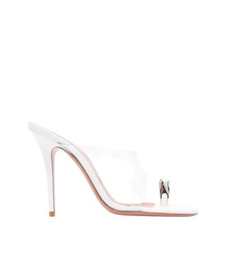 Amina Muaddi White Slip-on Heels