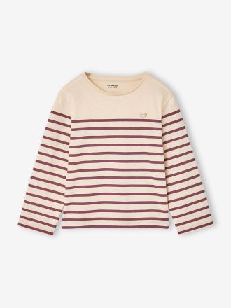 Vertbaudet Geringeltes M&auml;dchen Shirt pflaume