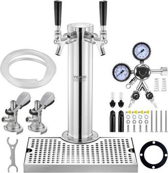 OEM Kegerator-turm-kit, Bier-umr&uuml;stsatz Mit Zwei Zapfh&auml;hnen, Bier-turmspender Aus Edelstahl Mit Doppelmessger&auml;t W21.8-regler Und A-system-fasskupplung, Bi