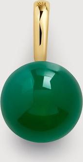 Monica Vinader Gold Round Gemstone Pendant Charm Green Onyx