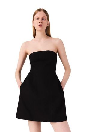 Maje Mini strapless linen dress in Black at Nordstrom, Size 40 Eu