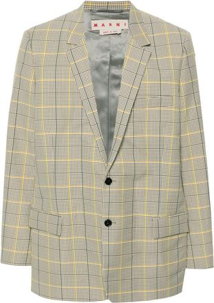 Marni microcheck blazer - men - Virgin Wool/Polyester/Viscose - 56 - Yellow