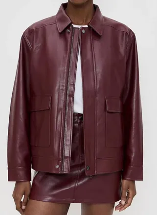 Pistola Denim Valerie Faux Leather Biker Jacket In Claret