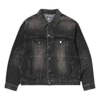 A Bathing Ape Distressed Denim Trucker Jacket Black 1K80-140-308-BLACK