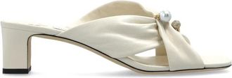 Jimmy Choo London Rafi 45 Heeled Mules - Dames - Muiltjes - Beige - 36 EU - Leer - Schoenen