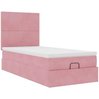 vidaXL Estructura Cama Otomana Colchones Terciopelo Rosa 80x200cm Vidaxl