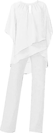 Generic Womens Trouser Suits, Elegant Wedding Guest Pants Suit 2 Piece Chiffon Formal Outfit Prom Evening Two Piece Trouser Suit Plus Size Mother of The Bride