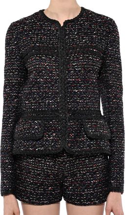 Giambattista Valli Collarless Boucle Jacket In Black