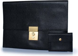 Thom Browne pebbled leather clutch with wallet