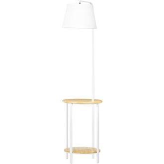 HOMCOM Lampada Moderna da Terra con Tavolino a 2 Ripiani in Acciaio e Bamb&ugrave; - Homcom