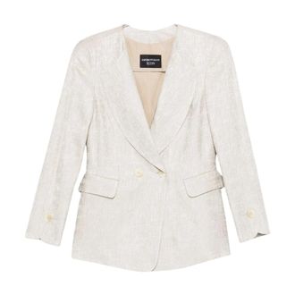 Emporio Armani Blazers, female, Beige, Size: XS Icon Double-Breasted Jacket